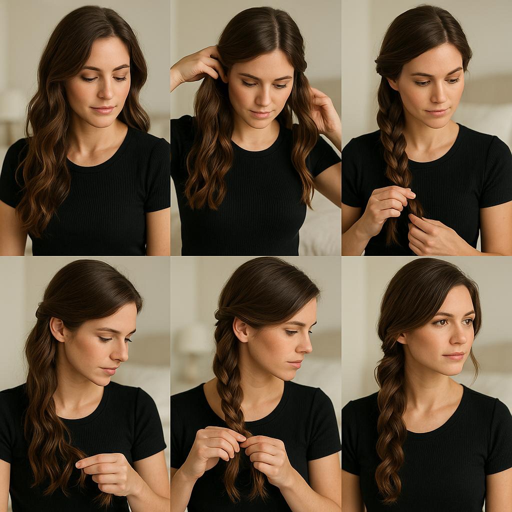 Trenza lateral con ondas sueltas