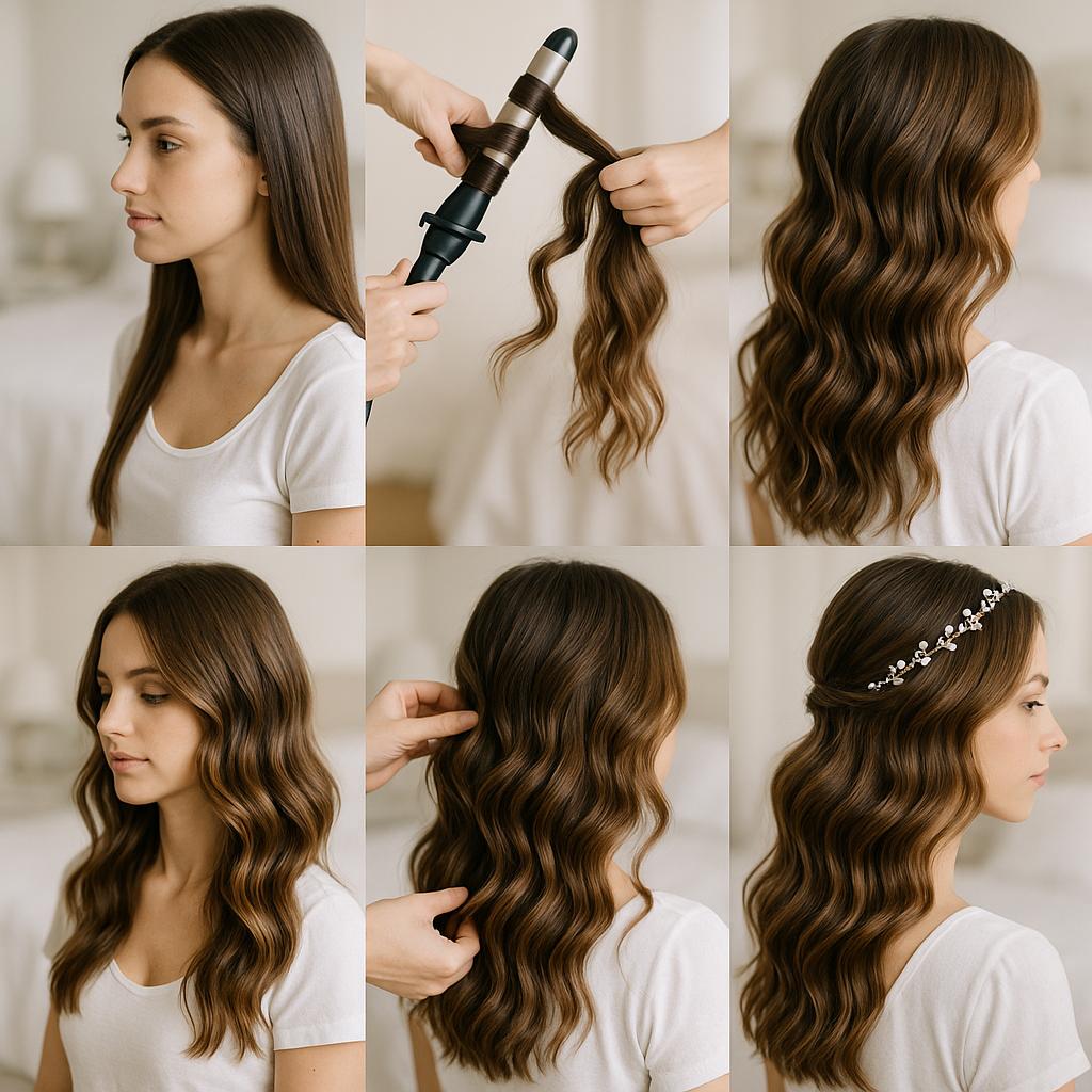 Cabello suelto con ondas y diadema delicada