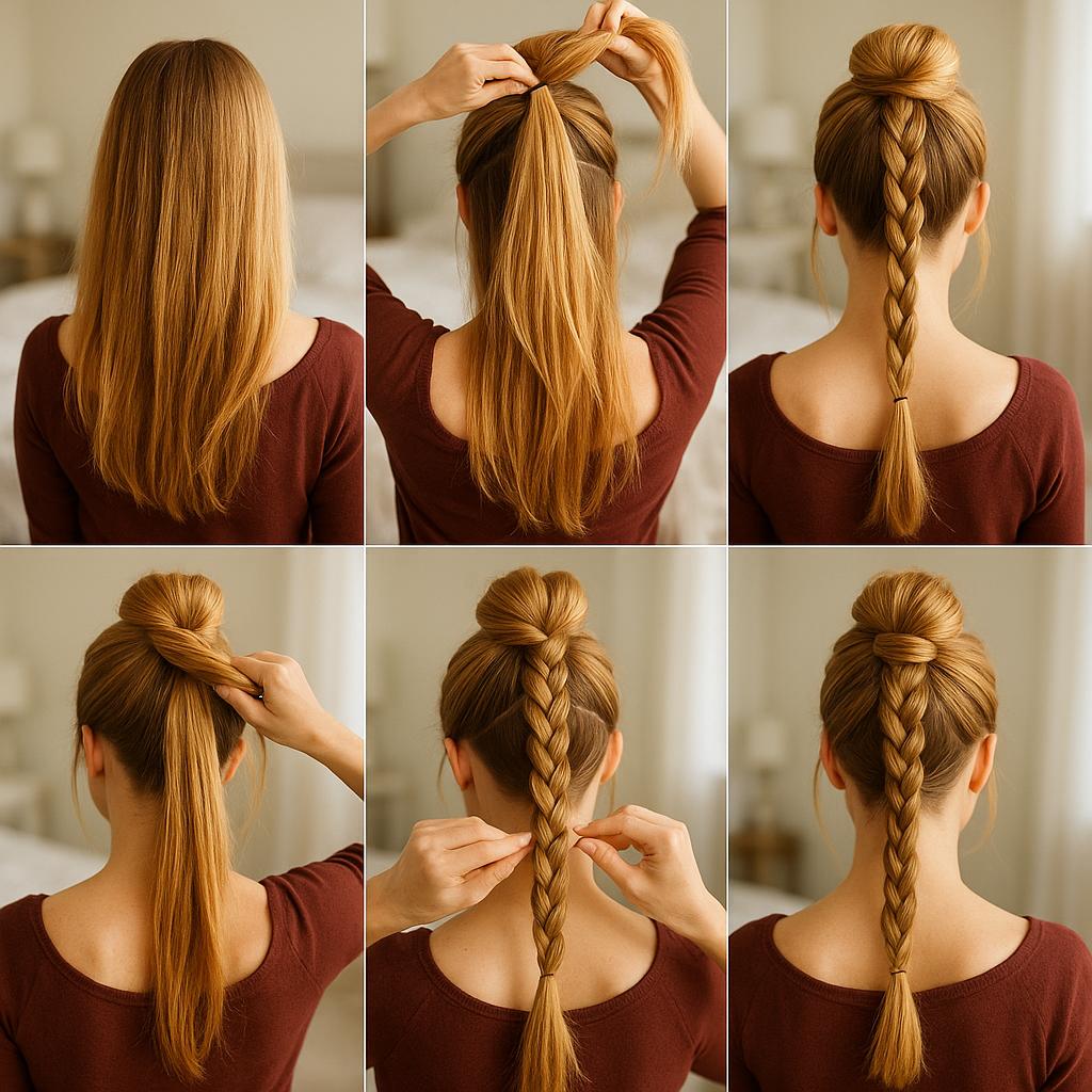 Recogido alto con trenza central