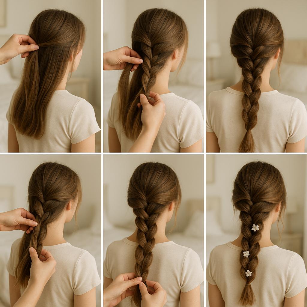 Trenza despeinada con flores