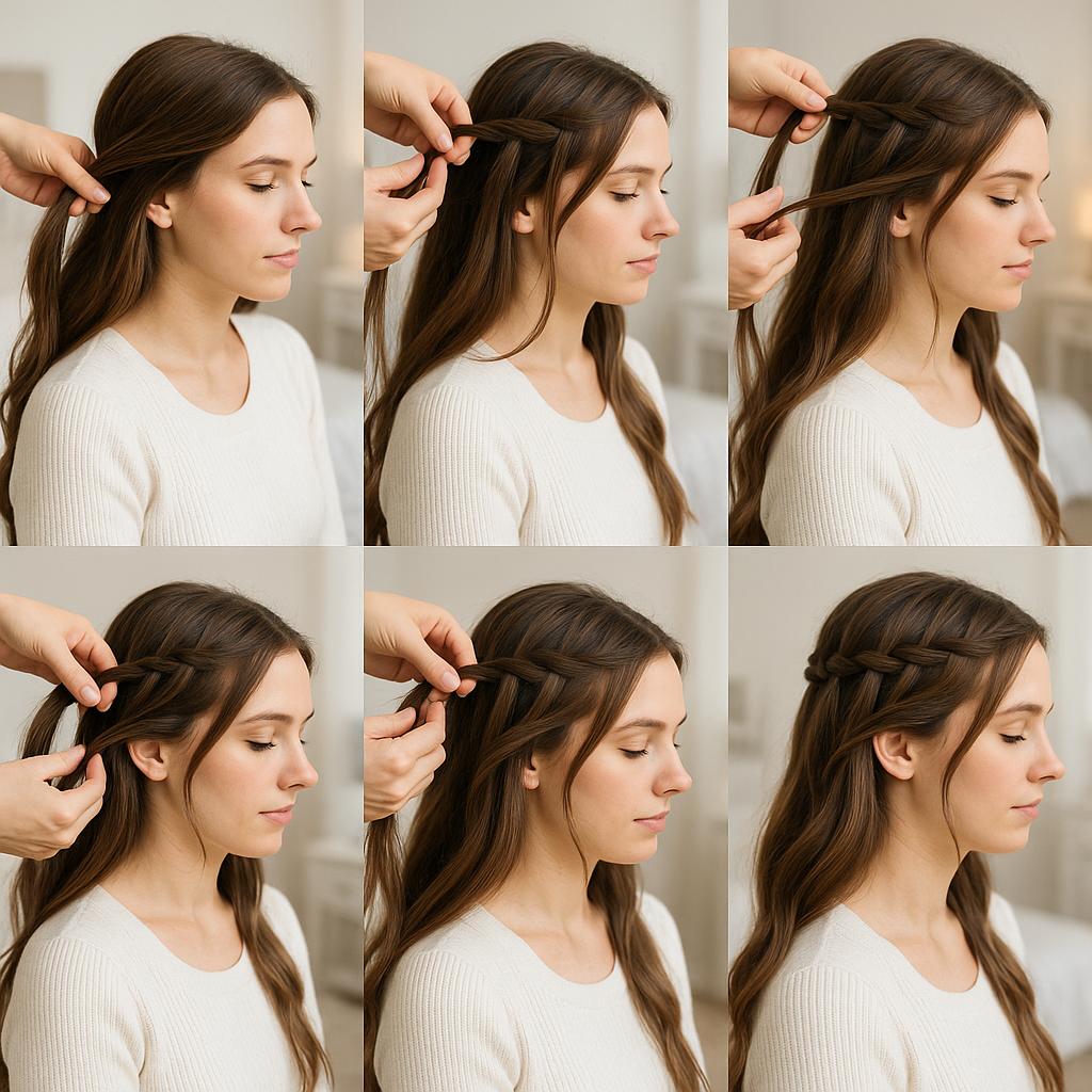 Semi recogido con trenza cascada