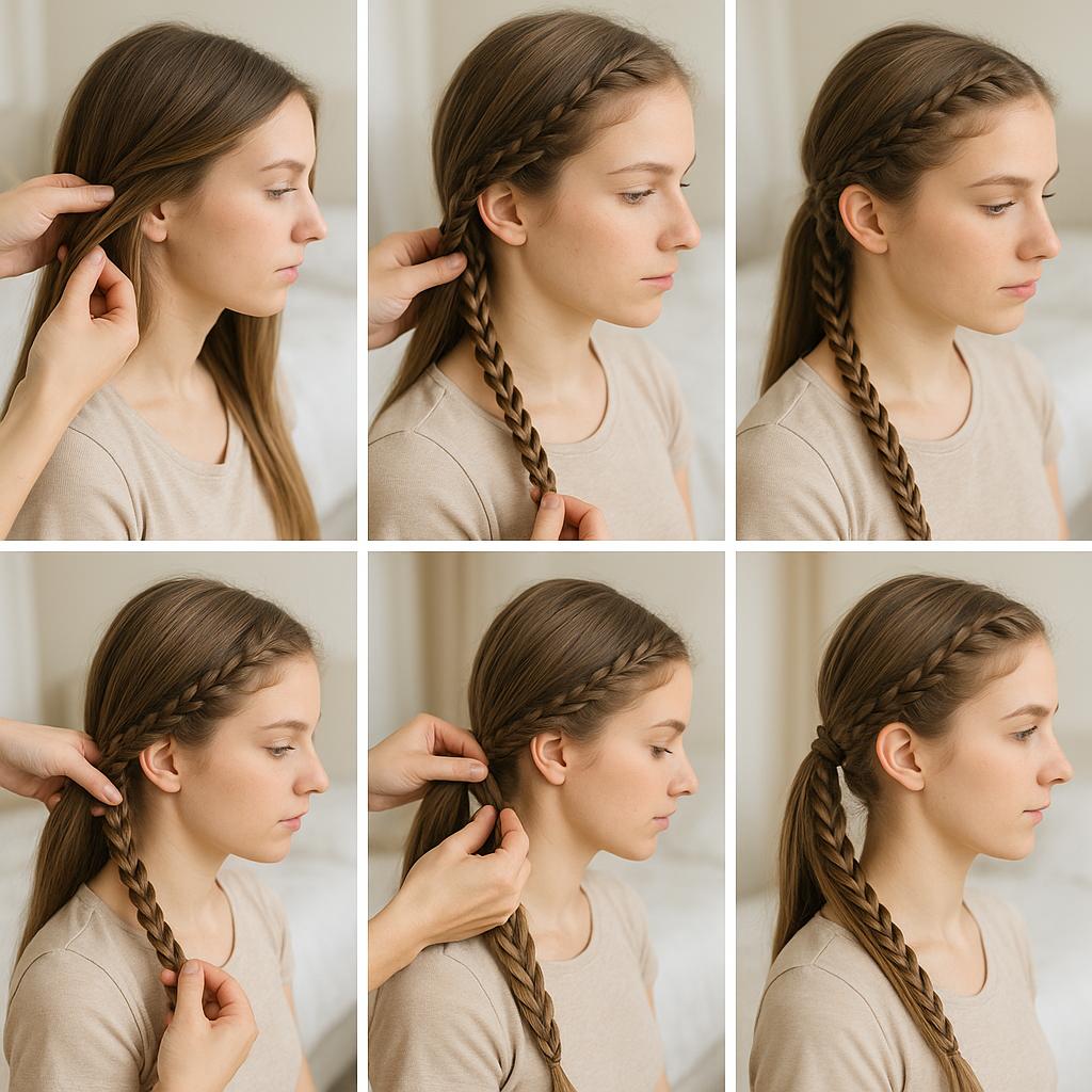 Media cola con trenza lateral