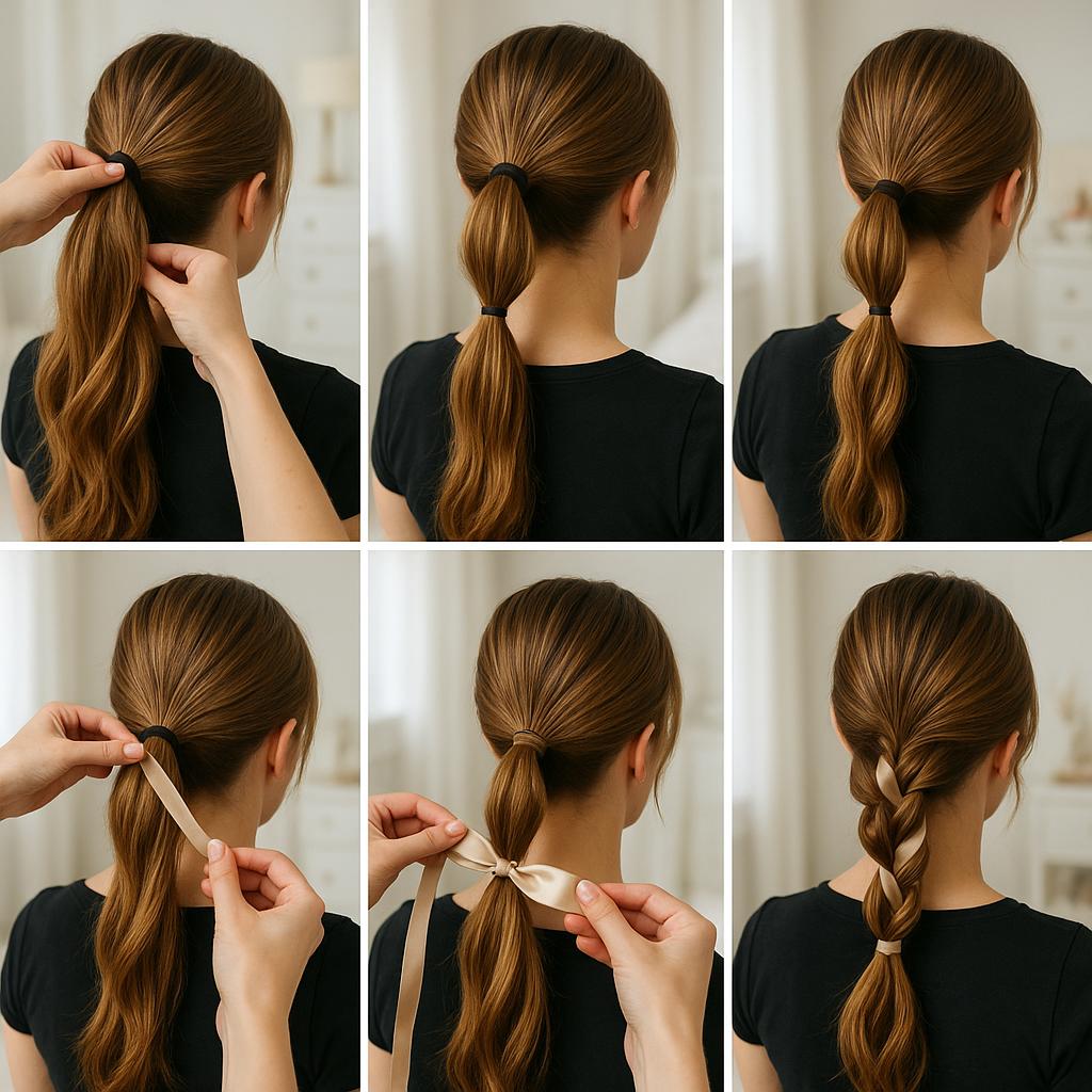 Coleta doble con lazos entrelazados