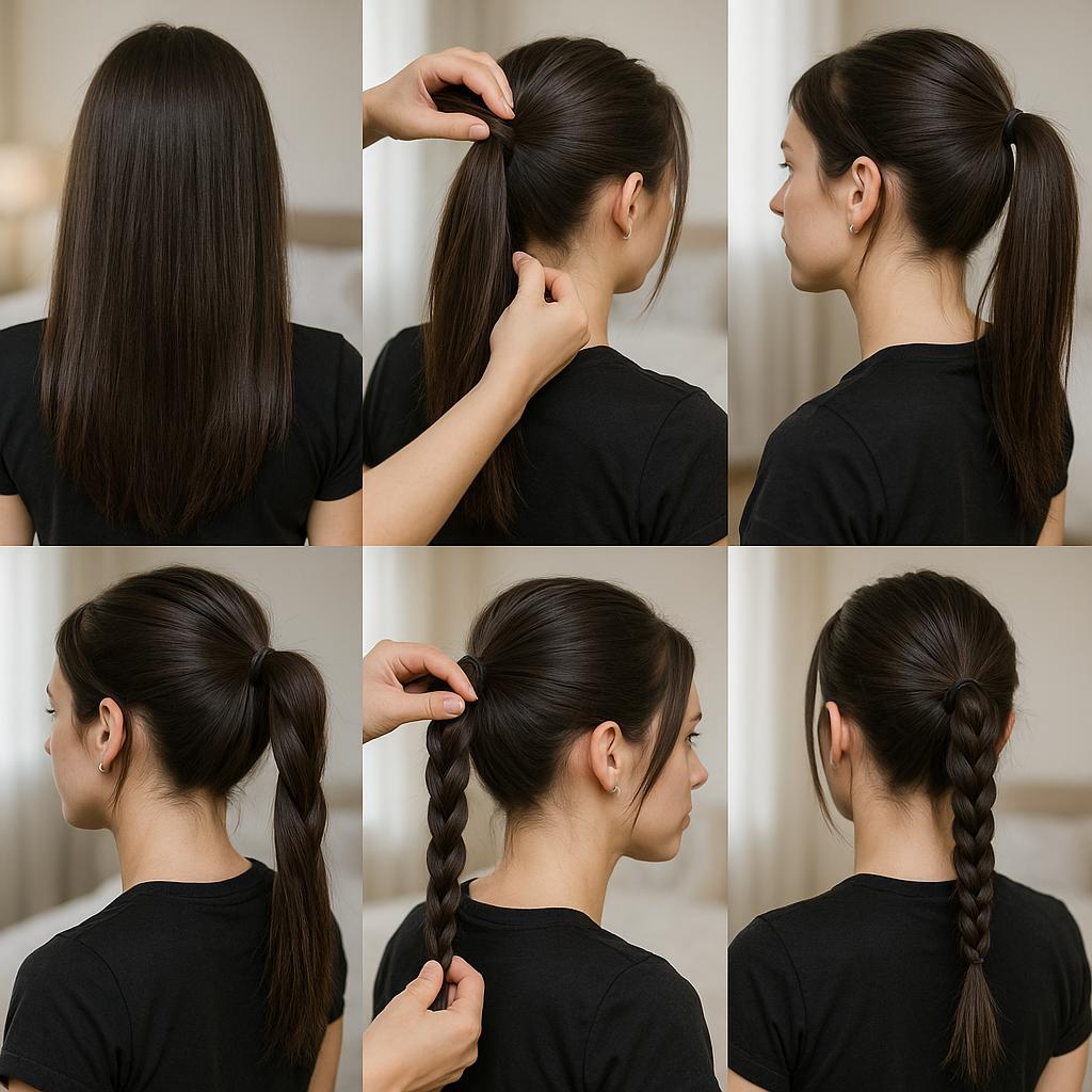 Media cola con trenza y puntas desfiladas