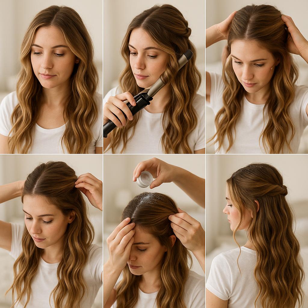 Semi recogido con ondas y purpurina