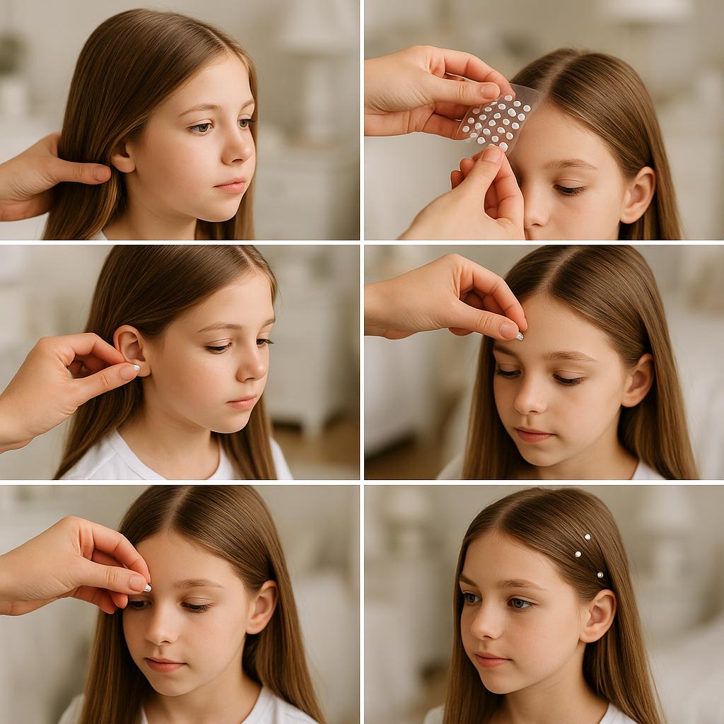 Cabello suelto con accesorios brillantes