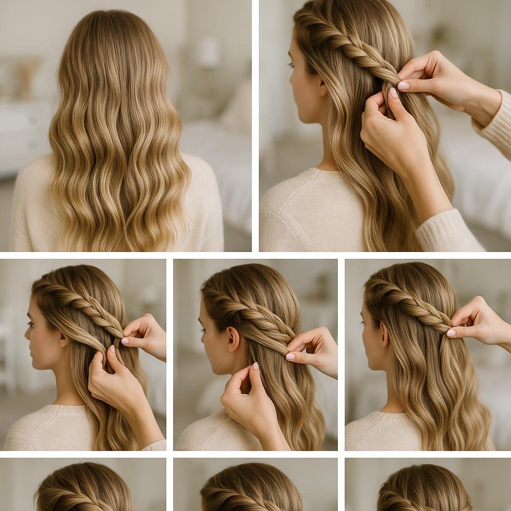 Trenza Corona con Ondas Suaves