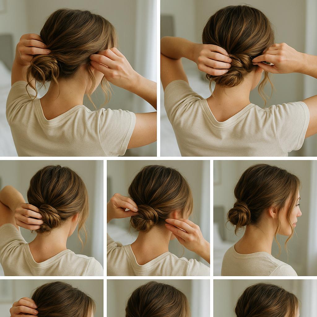 Recogido bajo con mechones sueltos