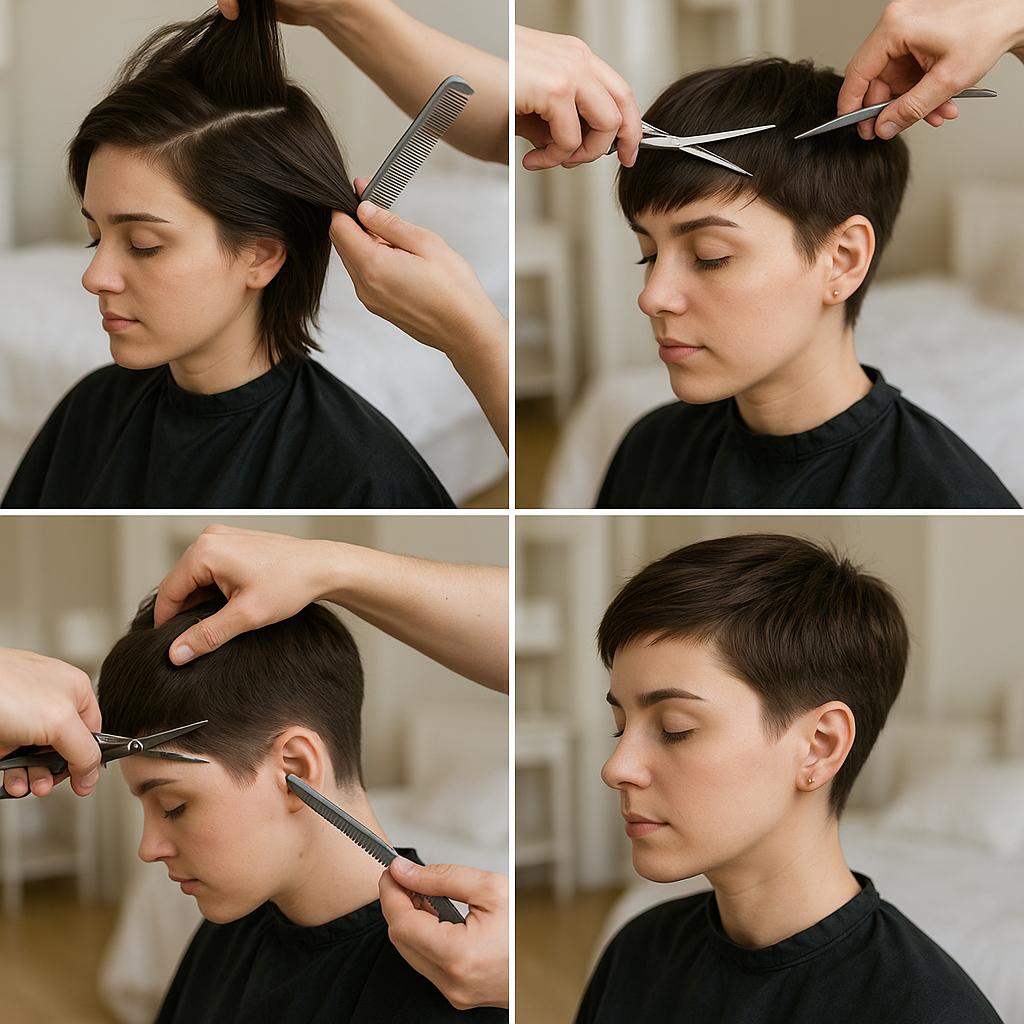 Corte garçon con líneas definidas