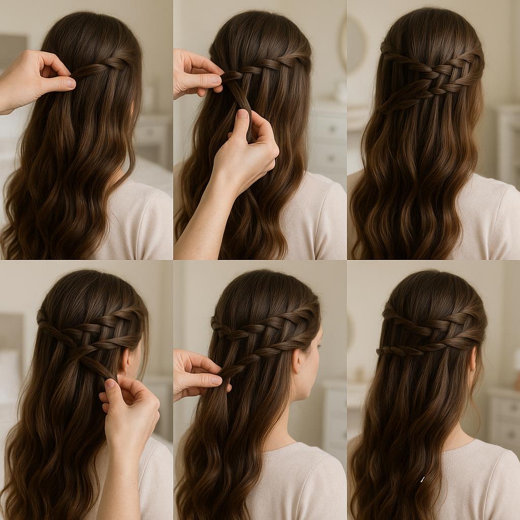 Trenza cascada con flores