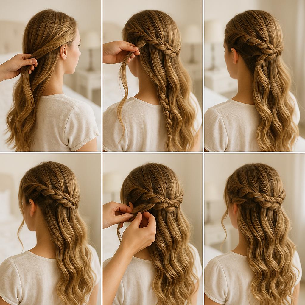 Trenza corona con acabado romántico