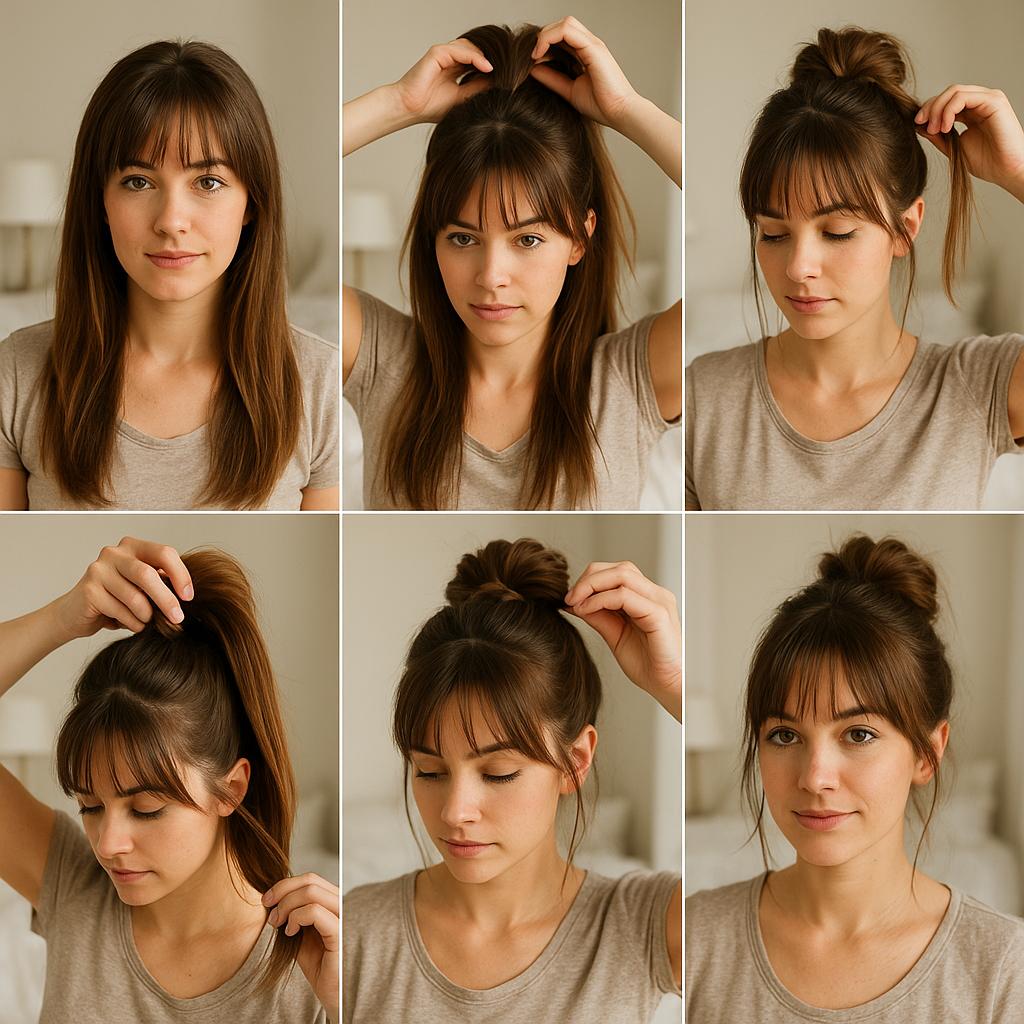 Moño desenfadado con flequillo