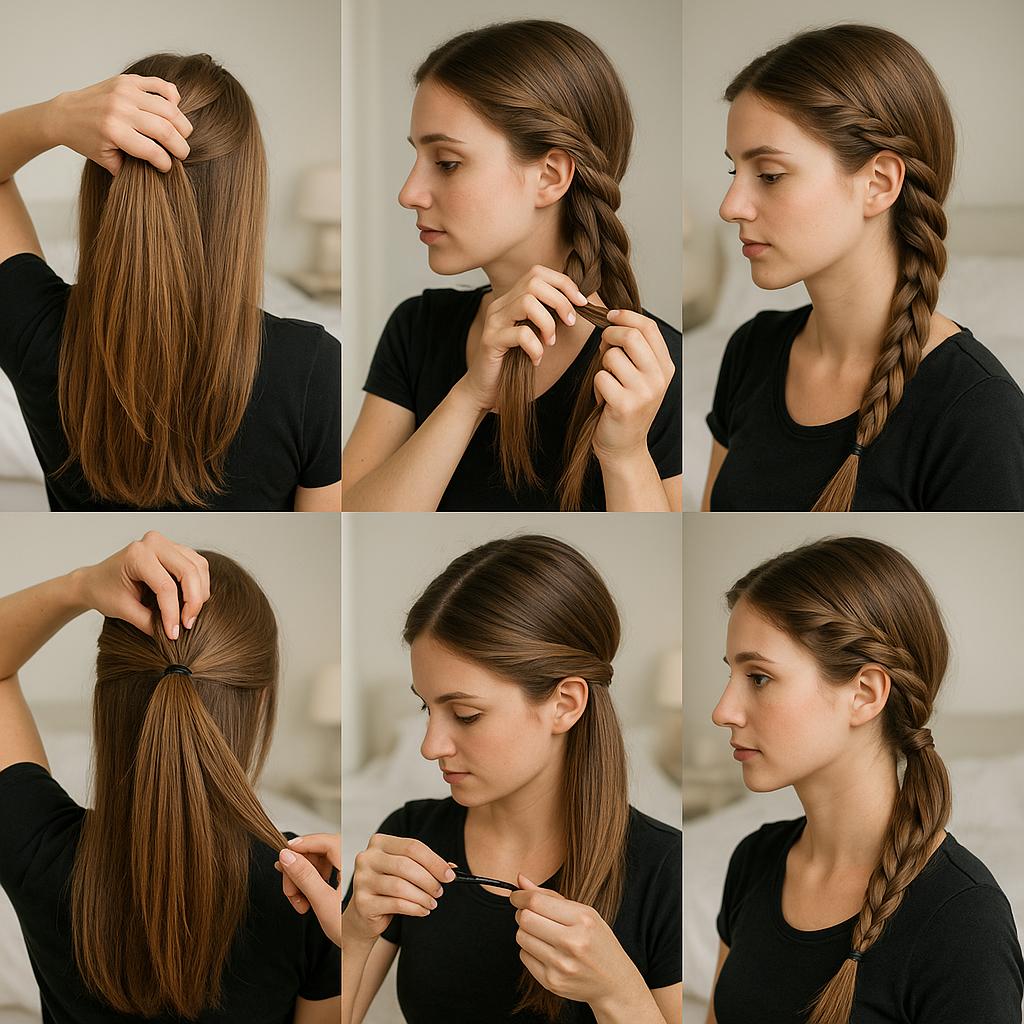 Media cola con trenza lateral