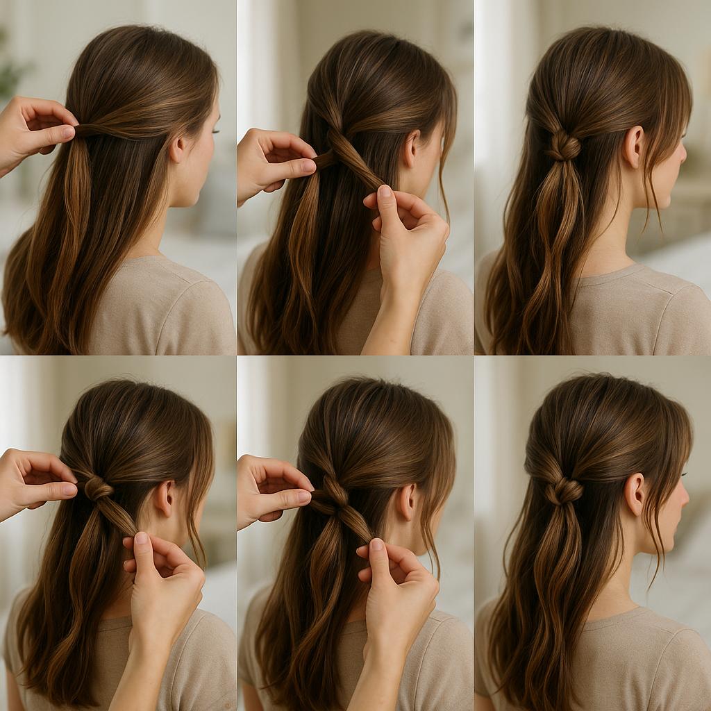 Peinado con nudos y mechones sueltos