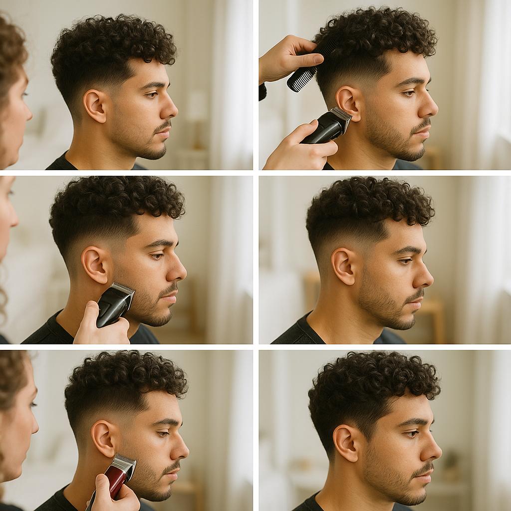 Corte degradado con rizos definidos