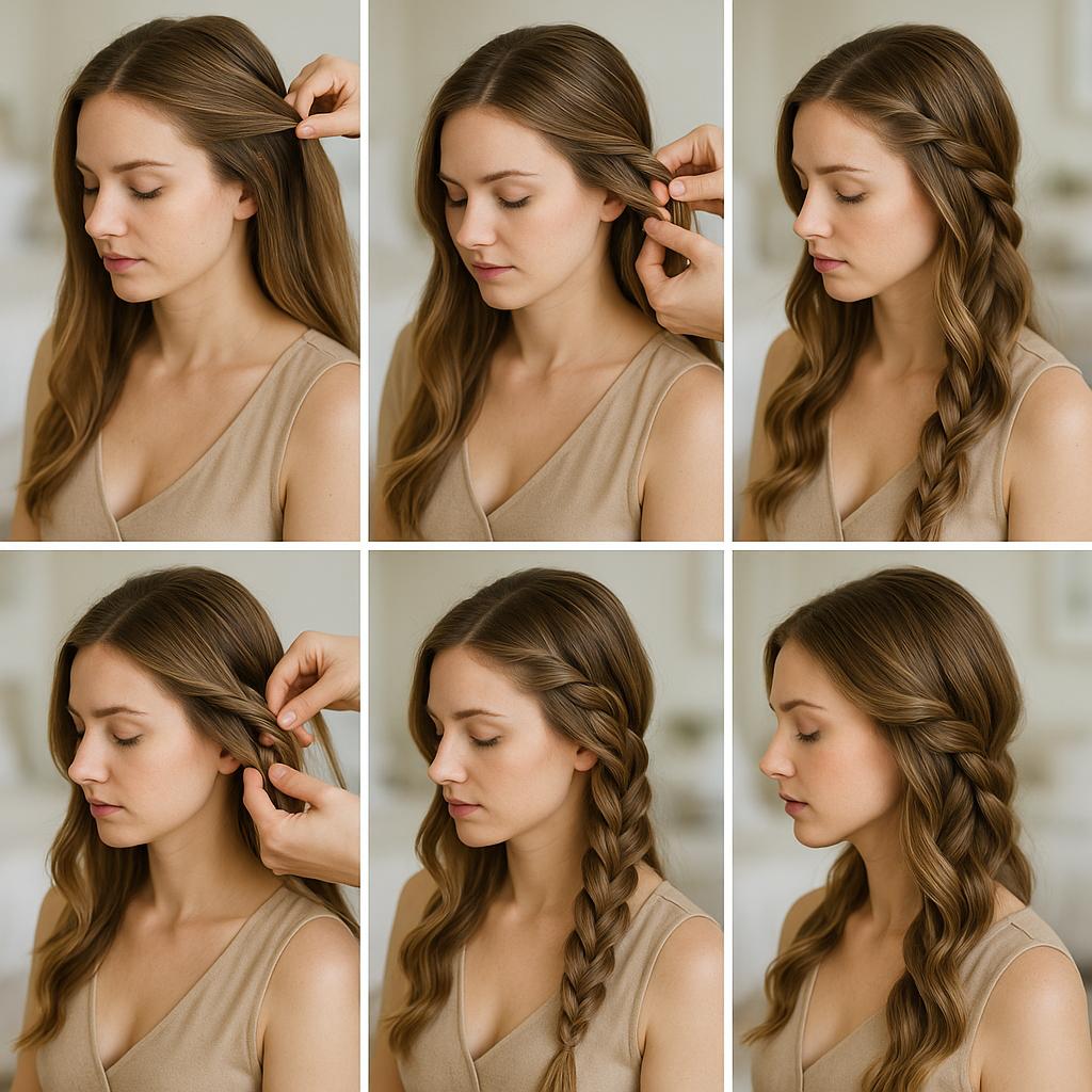 Trenza de lado con ondas suaves