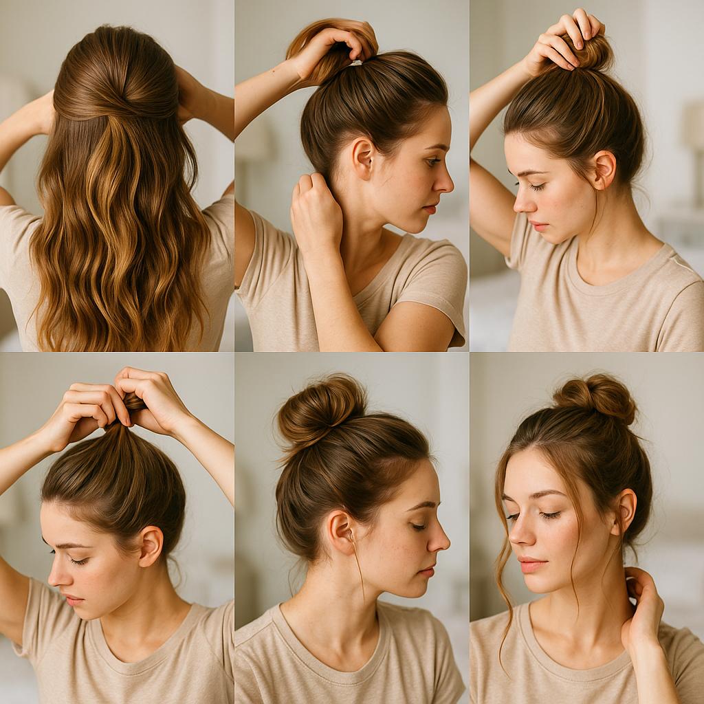 Chongo desenfadado con mechones sueltos