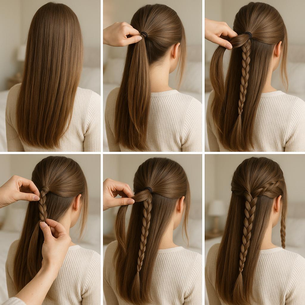 Media cola con trenza doble