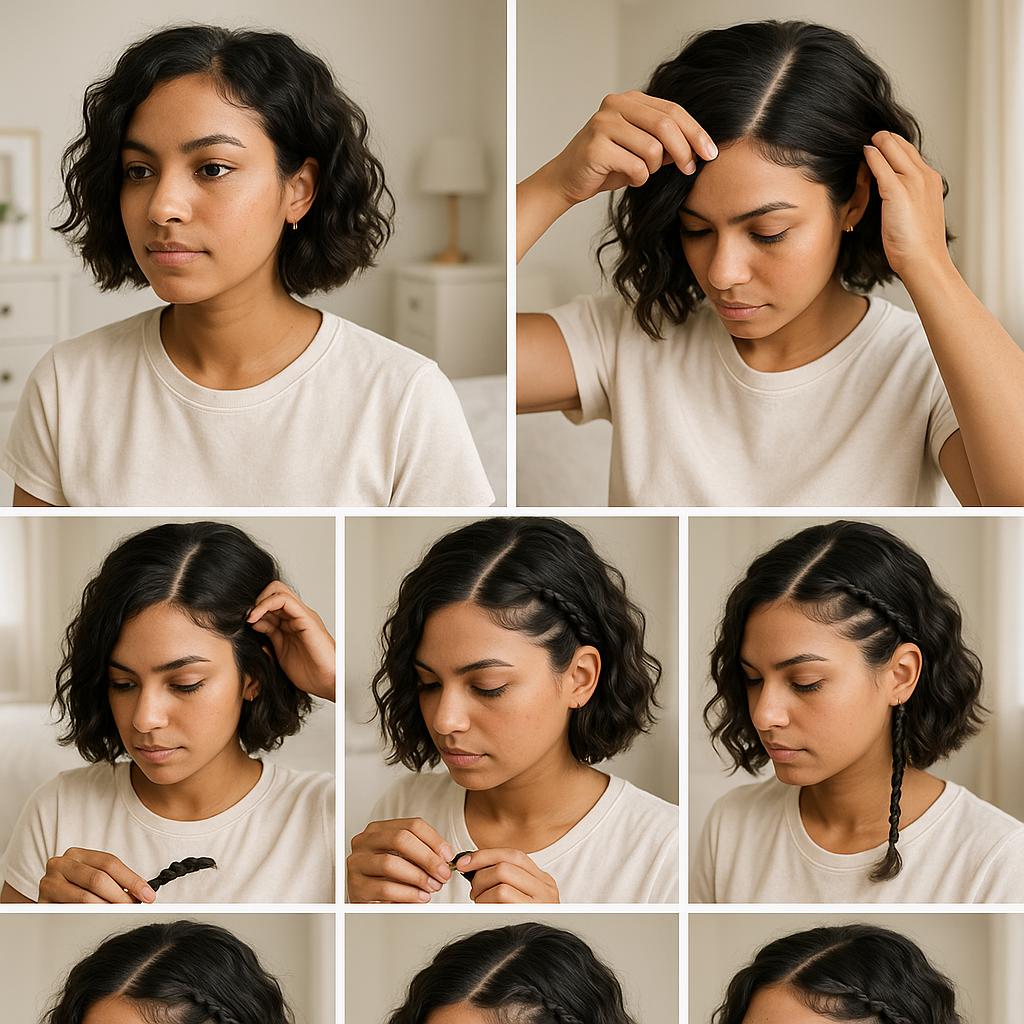Pequeñas trenzas laterales con ondas