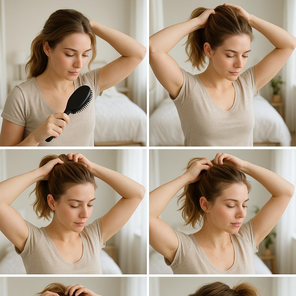 Cola de caballo alta con textura messy