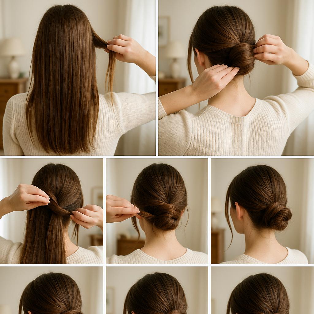 Moño bajo con mechones sueltos