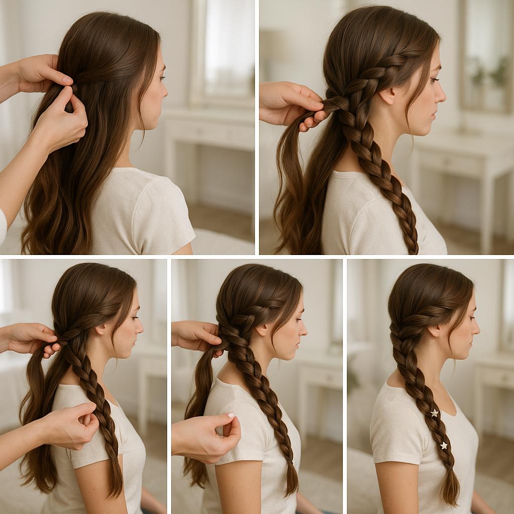 Trenza de lado con detalles florales