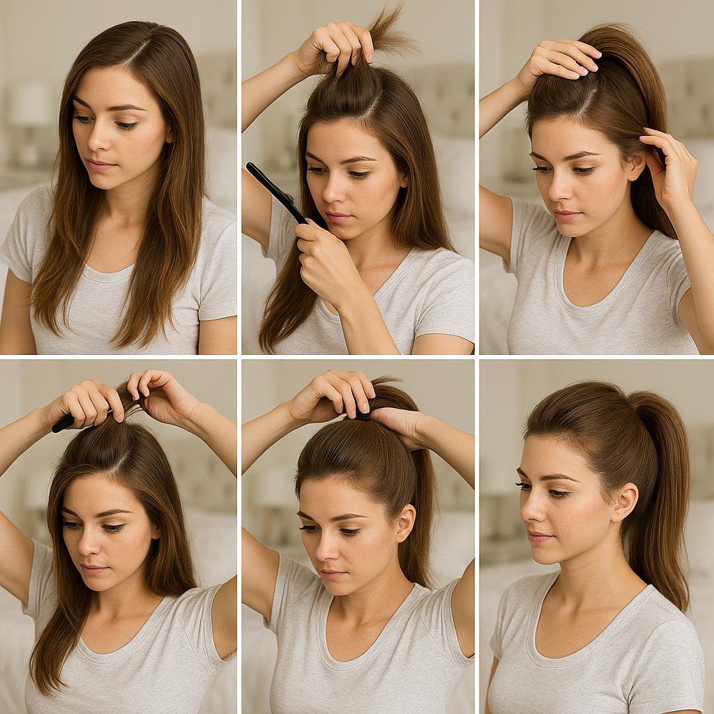 Cola de caballo alta con volumen