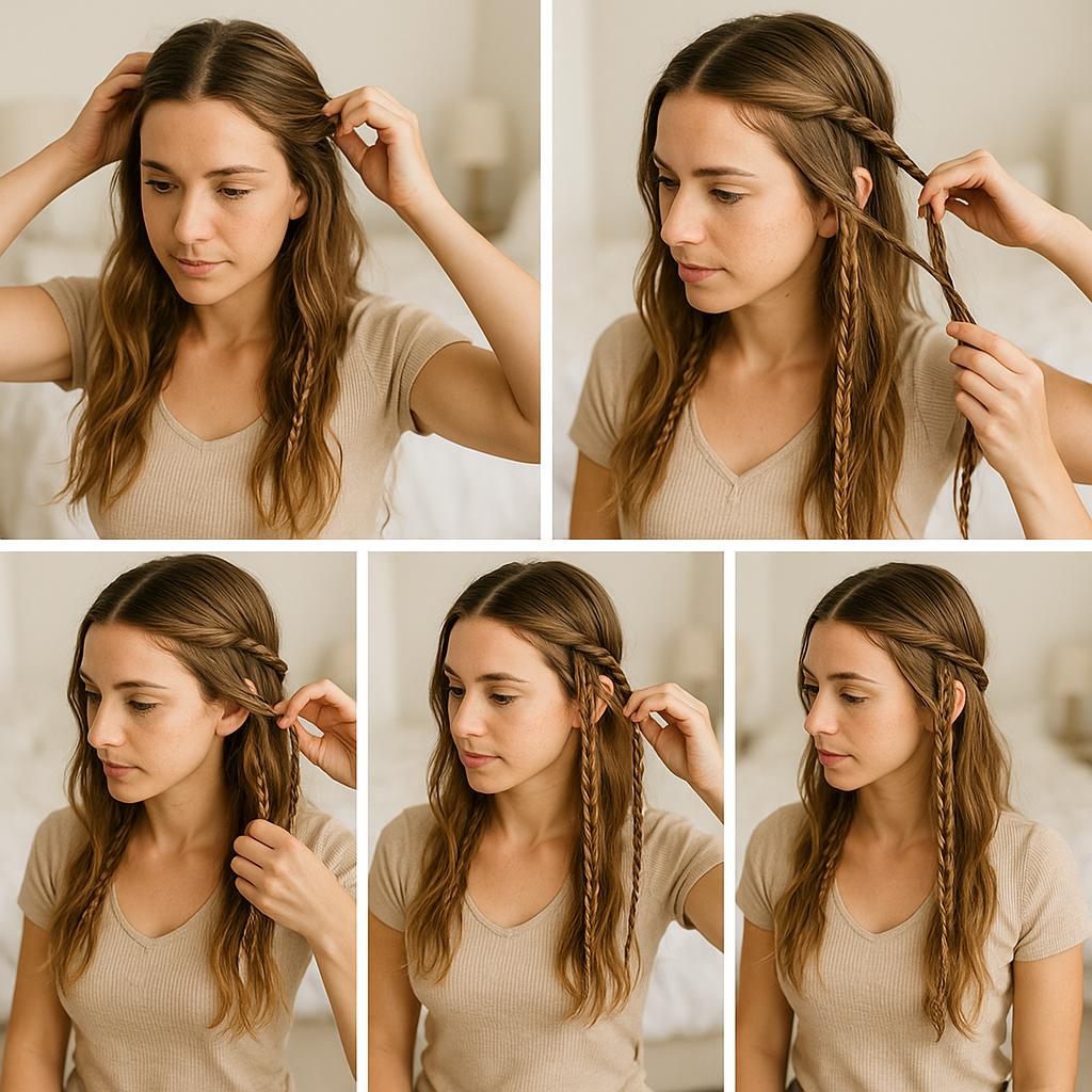 Media cola con trenzas finas