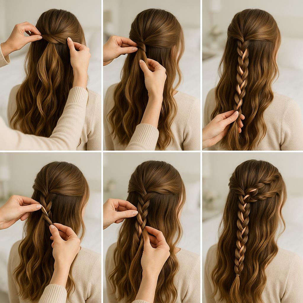 Semi recogido con ondas y trenza decorativa