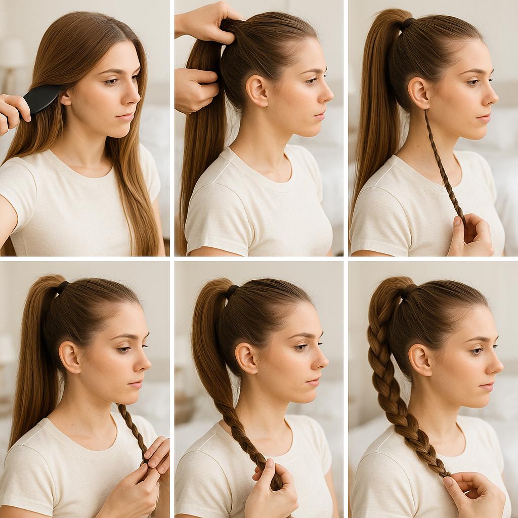 Coleta alta con trenza envolvente