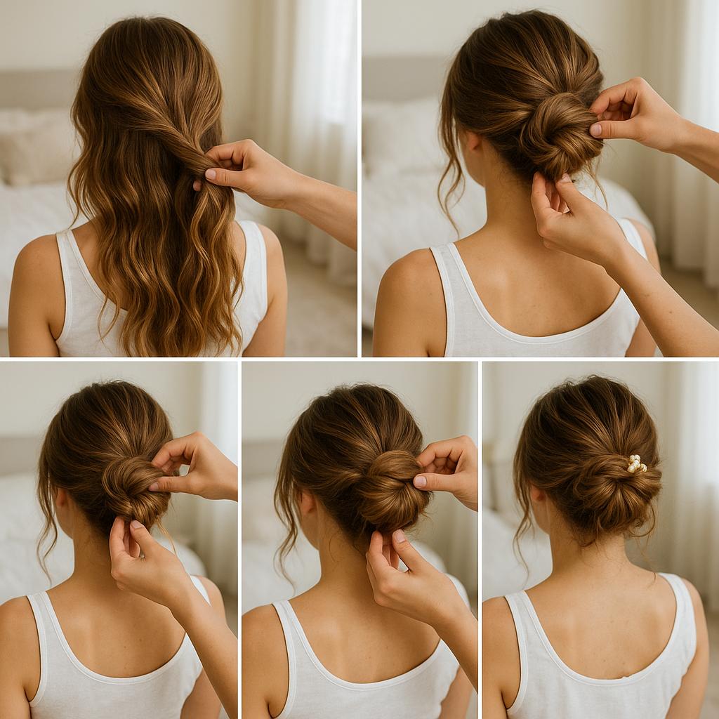 Moño despeinado con flores