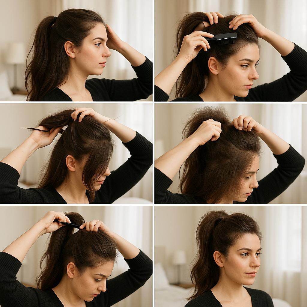 Cola de caballo alta con volumen