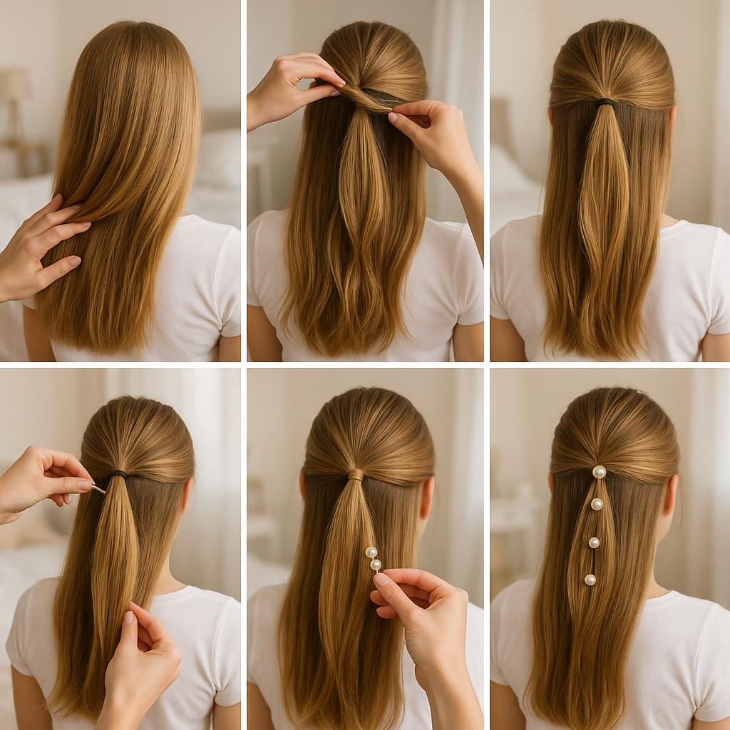 Media cola con detalles perlados