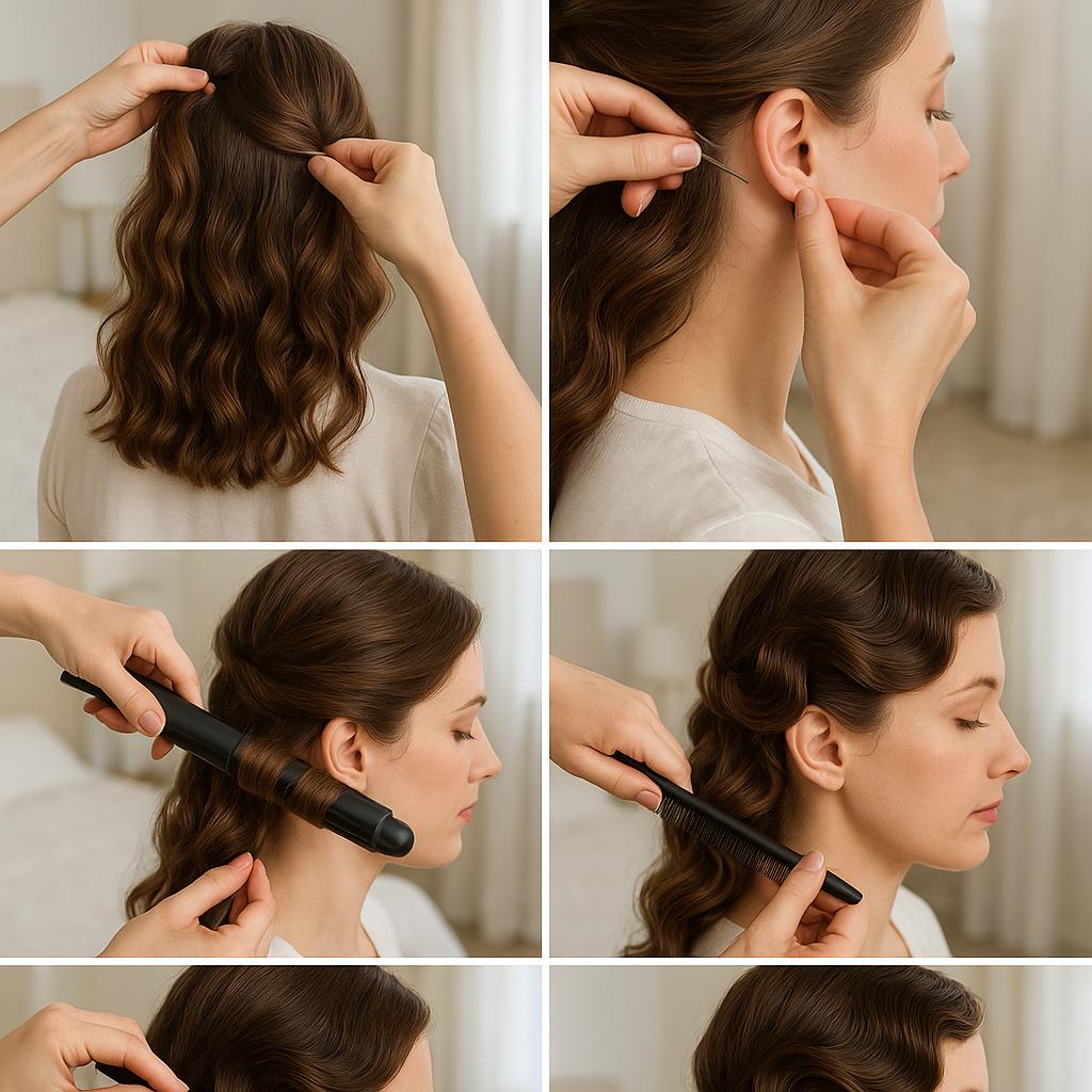 Semi recogido con ondas al agua