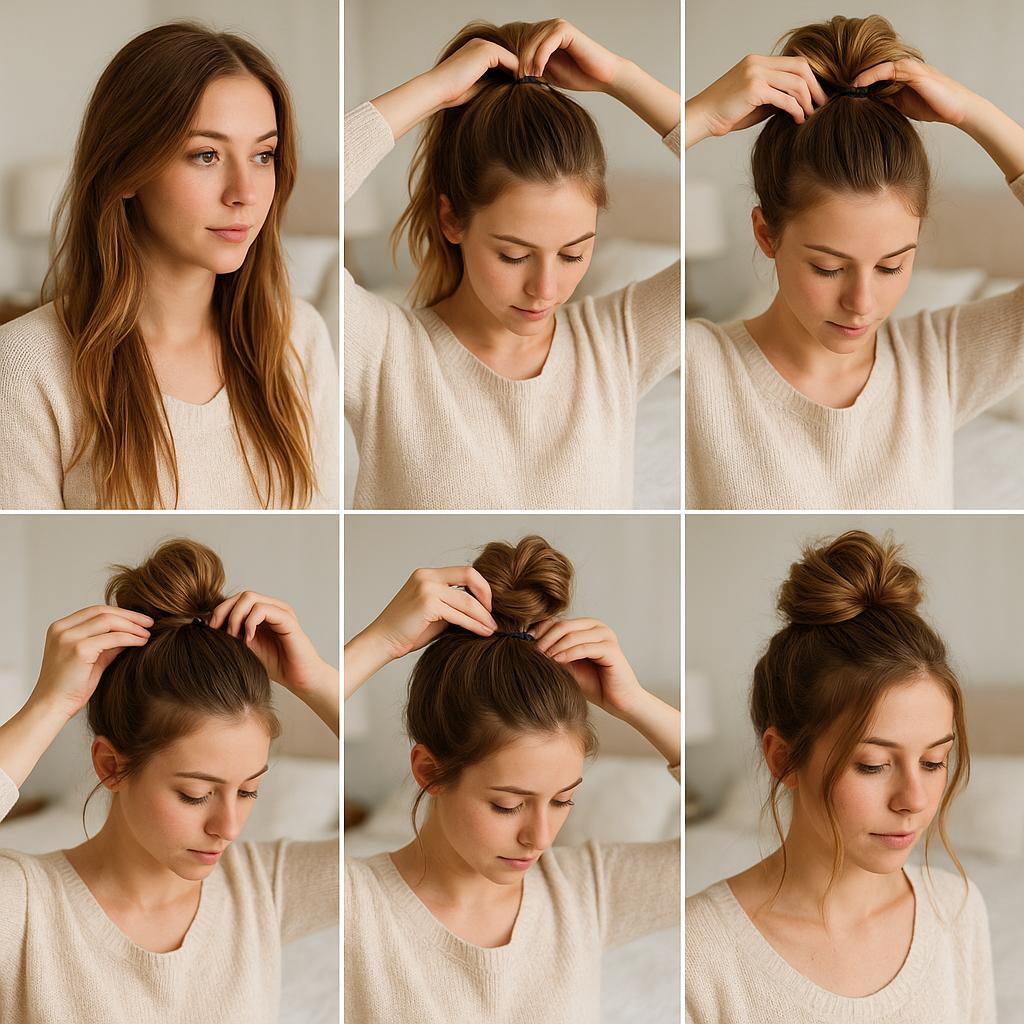 Moño despeinado con mechones sueltos