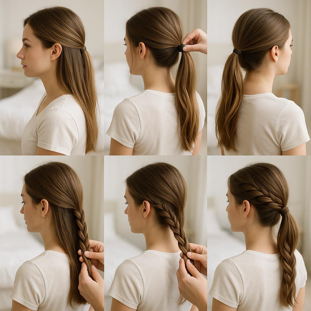 Media cola con trenza lateral