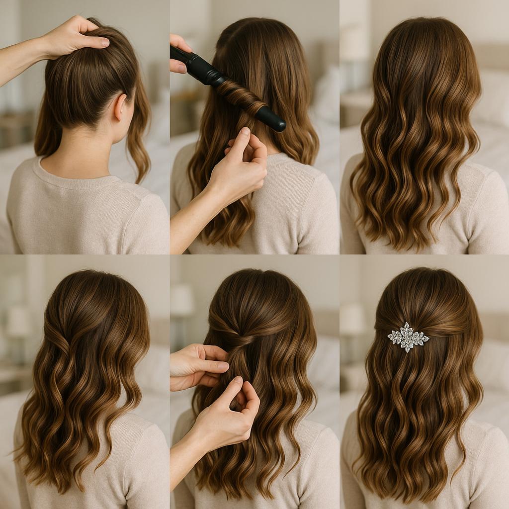 Ondas sueltas con accesorio brillante