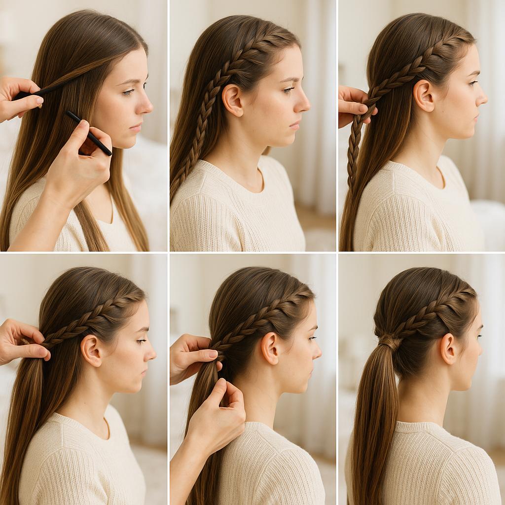 Media cola con trenza incrustada