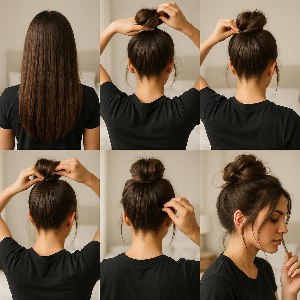 Chongo despeinado con mechones sueltos