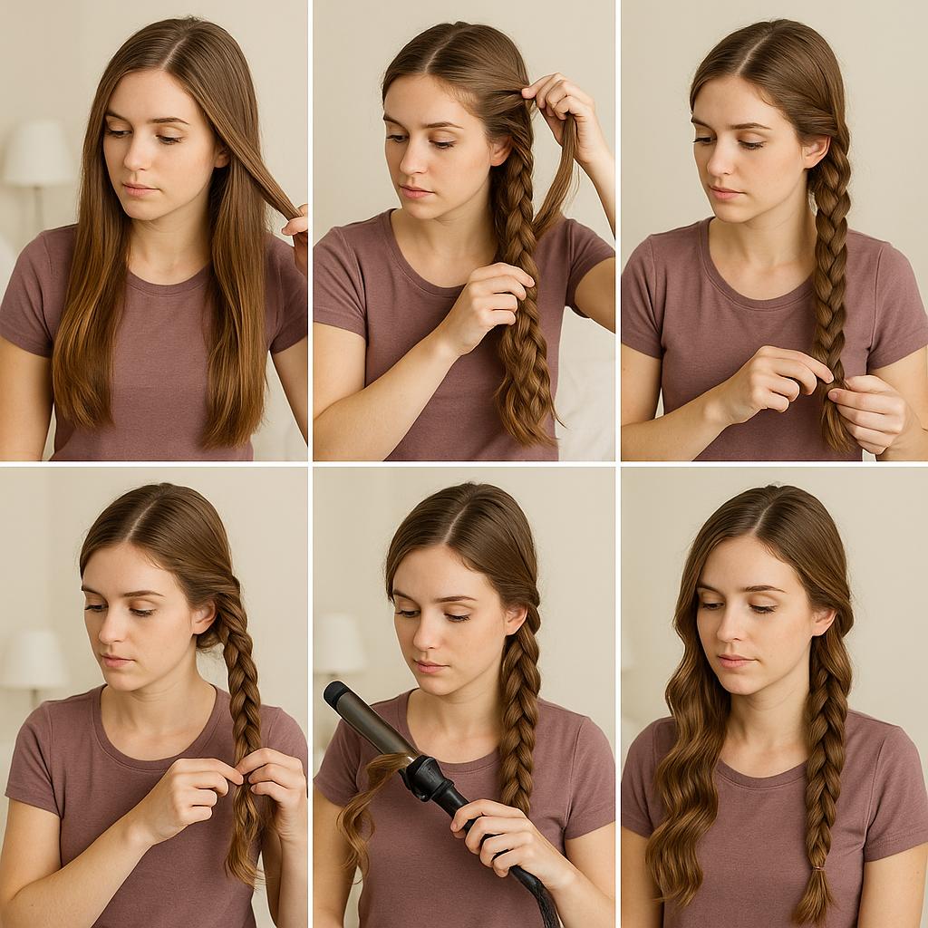 Trenza de lado con ondas suaves