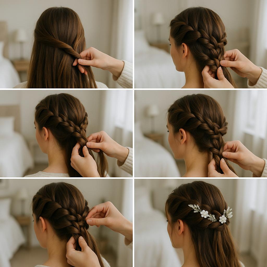 Trenza corona con flores de invierno
