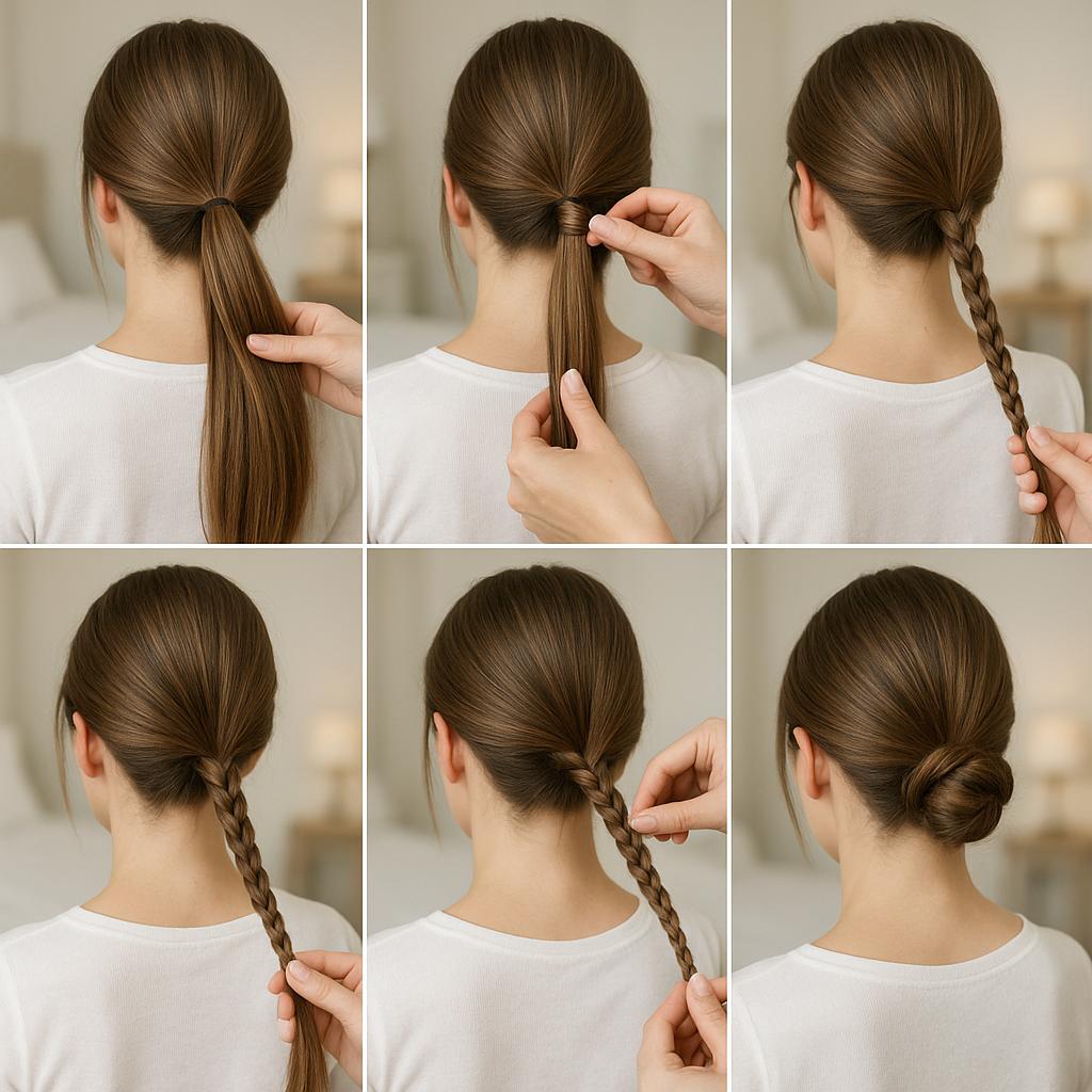 Recogido bajo con trenza fina