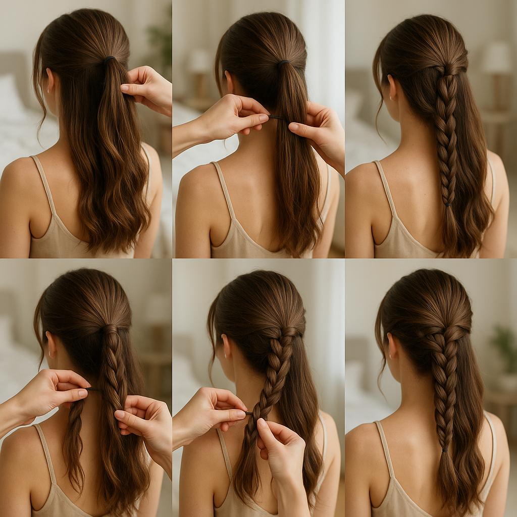 Media cola con detalles trenzados