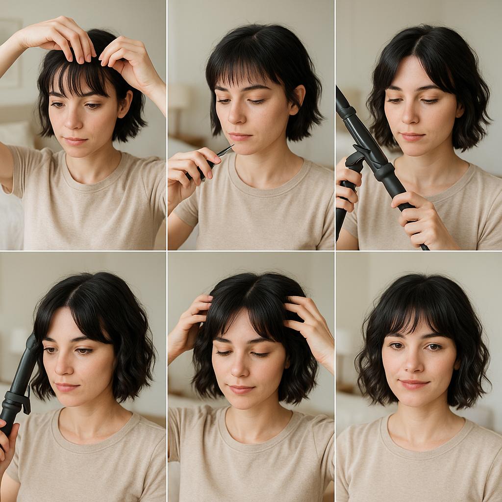 Flequillo desfilado con ondas suaves