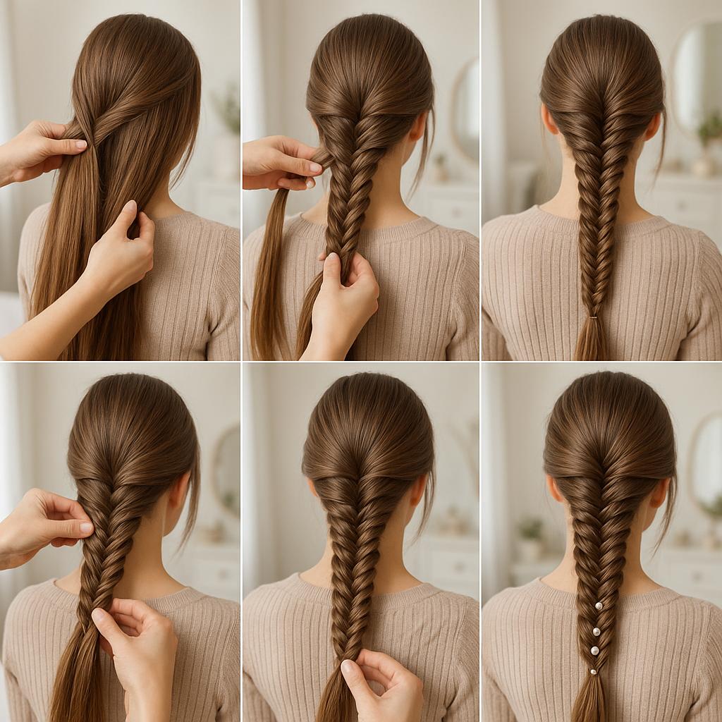 Trenza de cola de pez con accesorios