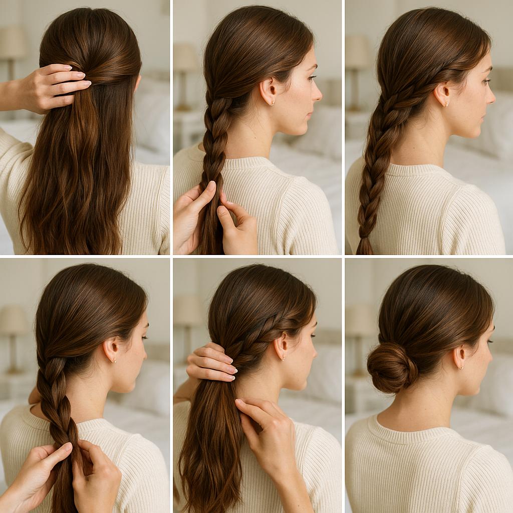 Moño bajo con trenza lateral