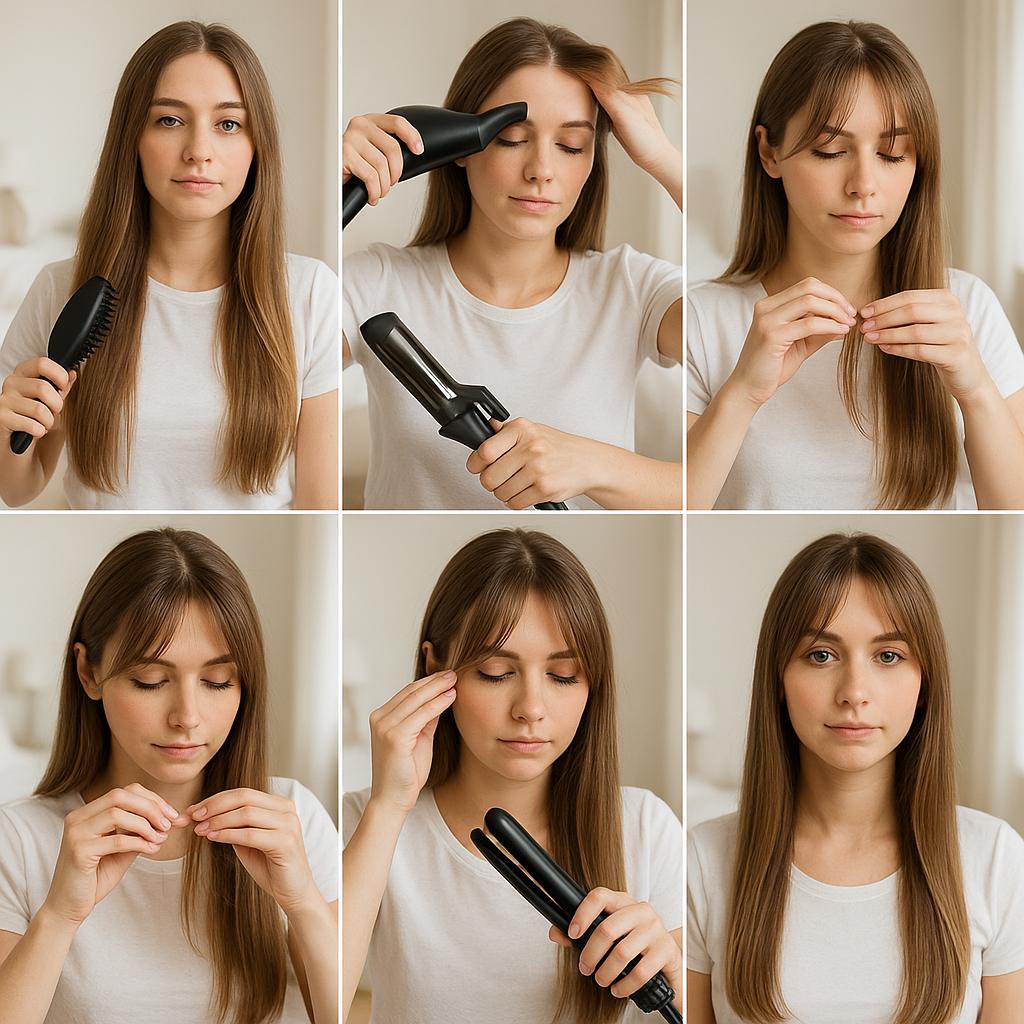 Cabello liso con flequillo abierto