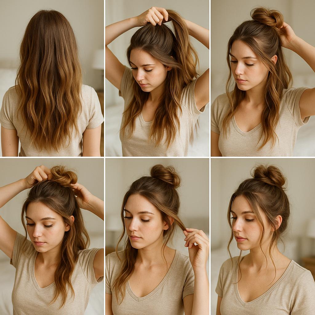 Moño despeinado con mechones sueltos