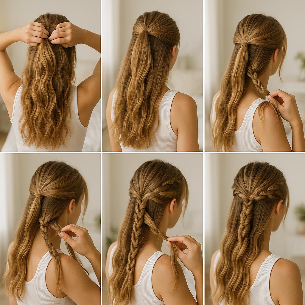 Media cola con trenza doble