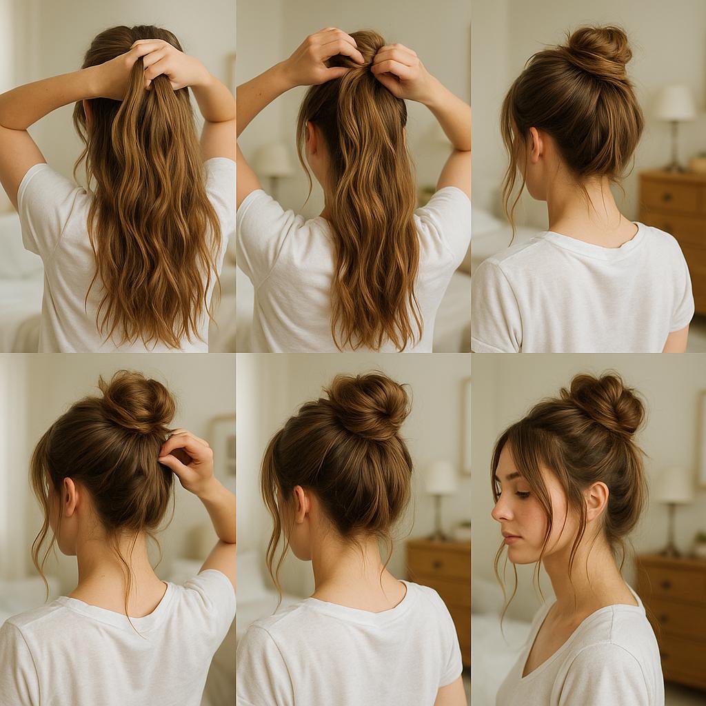 Moño despeinado con mechones sueltos
